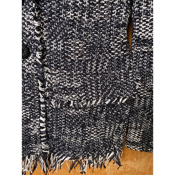 M. M. Lafleur Porter Jacket Interweave Black And White Tweed Fringe Sz L Japan - Picture 5 of 8